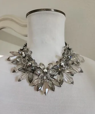 Zara Glass Blossoms Floral Chunky Statement Necklace Adjustable Chain • $34.99