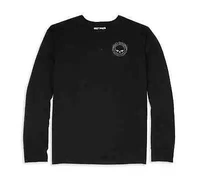£39.99 • Buy HARLEY-DAVIDSON Willie G Skull Three Button Henley Black T SHIRT Long Sleeved