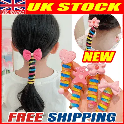£4.38 • Buy Colorful Telephone Wire Hair Bands For Kids,New Spiral Hair Ties Accessorie UK