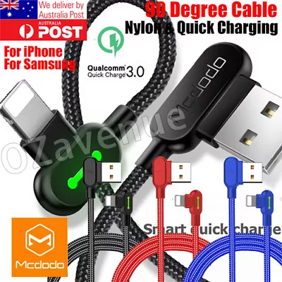 $8.95 • Buy MCDODO 90 Degree Right Angle USB Fast Charger Cable Cord For IPhone IPod IPad