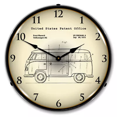 Volkswagen Bus 1975 Patent Lighted Backlit LED Wall Clock Free Shipping • $169.95