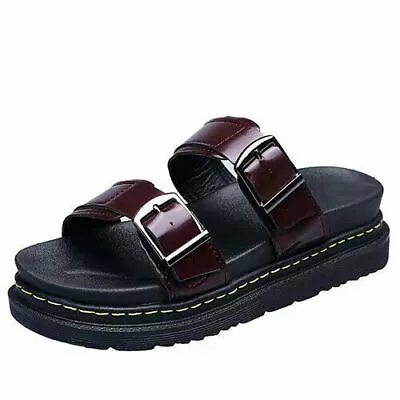 New Womens Flat Buckle Chunky Sandals Ladies Flatform Slip On Sliders Slides* • £17.28