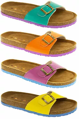 Sliders Sandals Flip Flops Mule Ladies Womens Real Leather Spring Summer NEW  • £7.95