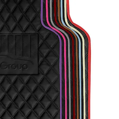 Deluxe Faux Leather Car Floor Mats With Colorful Trim All Weather - Full Set • $19.99