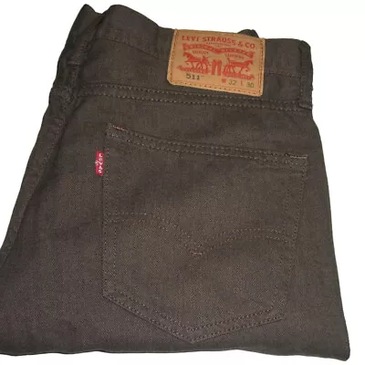 Levi's Jeans 511 Slim Fit Lightweight W32 L30 Brown Herringbone Mens Strauss • £35.99