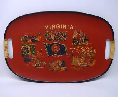 Vintage Mid-century Style Barware Red And Black Virginia Souvenir Serving Tray • $6.50