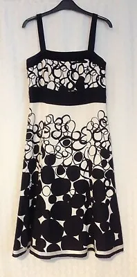 £5 • Buy MONSOON (UK 10) Black & Cream-Beige Cocktail Party Dress / Special Occasions 