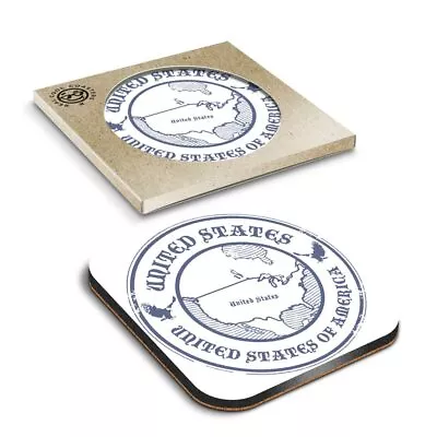 1 X Boxed Square Coasters - United States Of America Travel Map  #4487 • £3.99