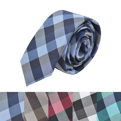 Premium Checker Plaid 2  Skinny Necktie Neck Tie - Diff Colors Avail • $9.99