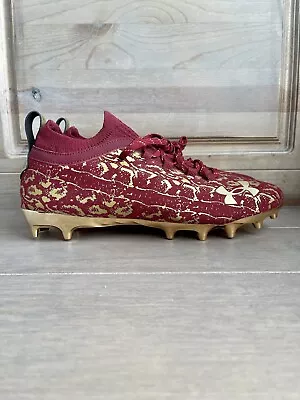 Under Armour Spotlight Lux Suede 2.0 Football Cleats Burgundy Gold Men’s Size 11 • $69.99