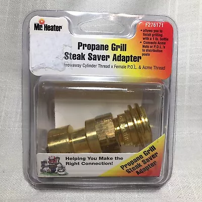 Mr. Heater Propane Steak Saver Adapter From 20 Lb Tank To 1 Lb Bottle F276171 • $17