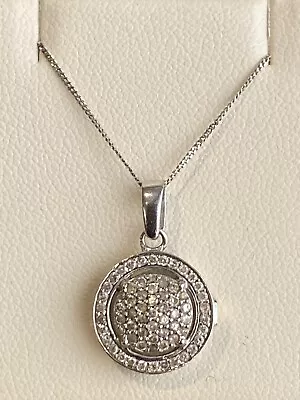 9ct Gold 0.5ct Diamond Necklace Chain Pendant 1/2 Carat 9 Carat White Gold • £275