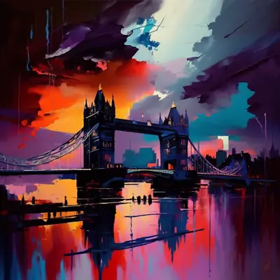 London Bridge Oil Painting London Luxury Canvas Wall Art Picture Print Colourful • £59.99