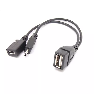 USB 2.0 A Female To Micro USB B Male+Micro 5Pin Female Host OTG Power Cable  Gm • $0.99