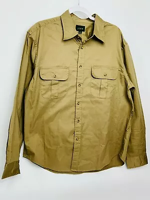 J Crew Heritage Twill Two Pocket Workshirt Men's Large Dusty Khaki Button Front • $24.30