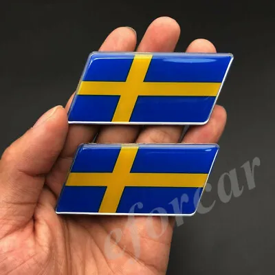 2x Sweden Flag Car Emblem Badge Gift Saab Motorcycle Fuel Tank Decal Sticker • $9.90