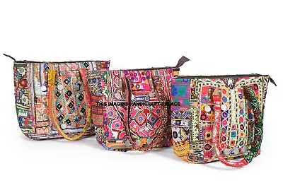 Indian Tote Bag Banjata Embroidery Vintage Women Shoulder Bag 10 PC Wholesale • $534.60