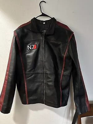 CELEBWEAR N7 LEATHER JACKET Sz Medium Black/Maroon Quilted Lining • $85