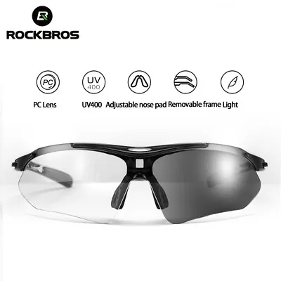 ROCKBROS Bike Photochromic Sunglasses UV400 MTB Cycling Glasses Outdoor Sport • $19.99