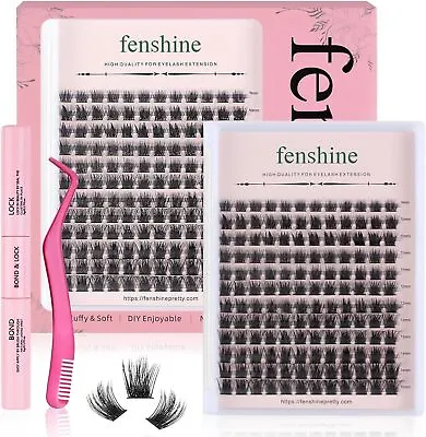 Fenshine Cluster Lashes Individual Lashes Wide Stem C/D Curl 9-15mm 144pcs • £10.49