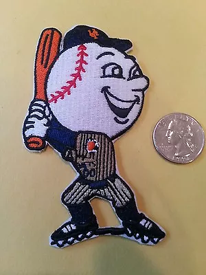 New York NY Mets Mr. Met Vintage Iron On Embroidered Logo Patch 4  X  2  AWESOME • $6.95