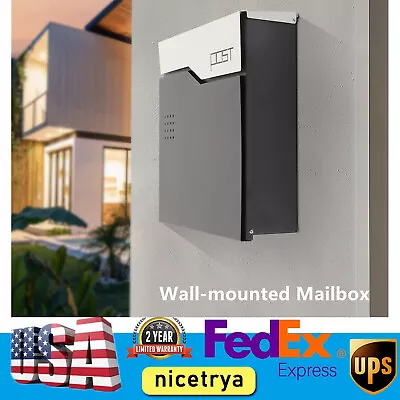 Stainless Steel Wall-Mounted Mail Letter Post Box Outdoor Lockable Large Mailbox • $46.55