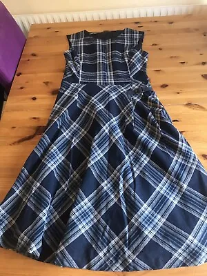 £9.50 • Buy Laura Ashley Size 10 Blue Tartan Checked Dress Zip Back Lined 42in Length 