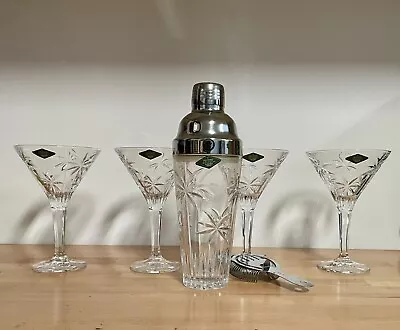 Shannon Crystal Martini Glass & Shaker Set Designs Of Ireland • $40