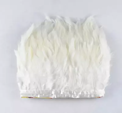 White Rooster Feather Fringe Ribbon Trim Price For 30cm DIY Craft Clothing Juju • $5.75