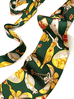 GIANNI VERSACE VINTAGE '90s DANCER JEWELRY TIE BAROQUE CRAFT OBJECT GREEN ITALY • $128.44