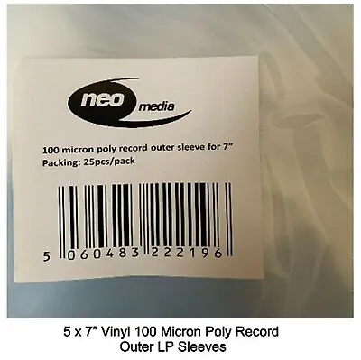 7  Vinyl Single 100 Micron Outer Polythene LP Record Sleeves 450 Gauge LOT • £5.95