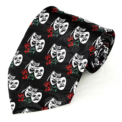 Mardi Gras Rose Men's Neck Tie Novelty New Orleans Holiday Mask Black Necktie  • $15.95