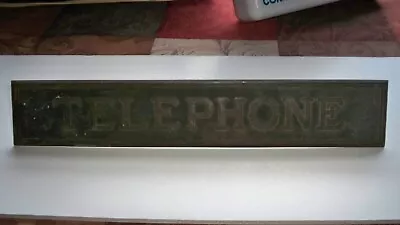 Vintage Embossed Telephone Booth Brass Cast Plate Sign Plaque Antique • $99.99