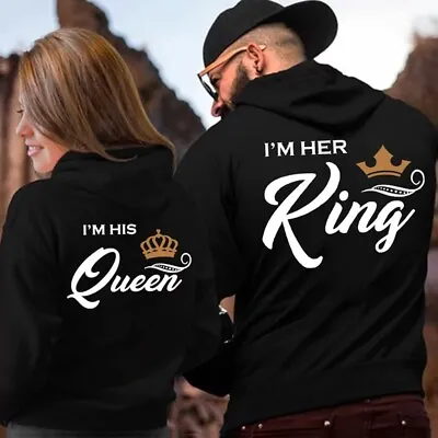 Couple Matching His King And Her Queen Hoodies Set Pullovers For Lovers Coupless • $17.99