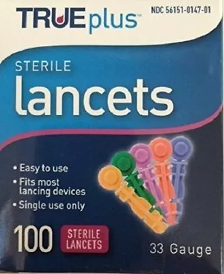 TRUEplus Sterile Lancets 33 Gauge (100-ct) (Single Pack) • £8.83