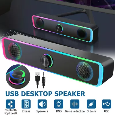 Bluetooth Computer PC Laptop Speakers Wired Stereo Desktop Speaker USB Powered • $23.39