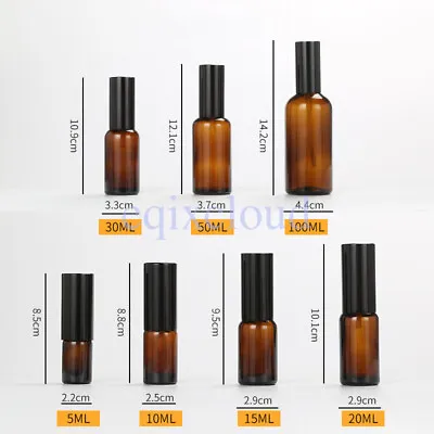 5ml - 100ml Amber Glass Liquid Prefume Fine Mist Spray Pump Bottles Container • £55.45