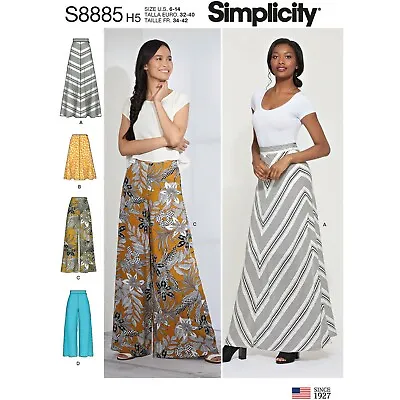Simplicity 8885 Sz 6-22 EASY Palazzo Pant Wide Leg Culottes Maxi Skirt Pattern • $10.95