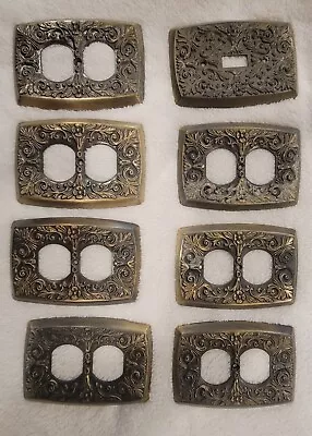 Vintage Brass Light Switch Plate Cover 1 And 7 Outlet Plates Gold Color Floral • $25.99