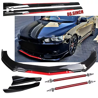 Front Bumper Lip Splitter Spoiler 86.6 Side Skirt Extension For Mitsubishi L • $99.99