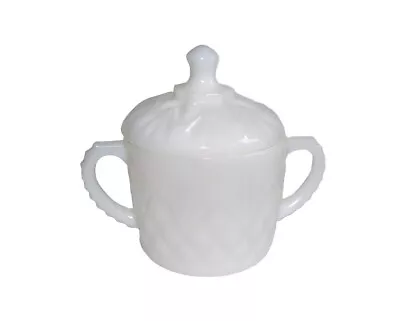 Vintage Anchor Hocking Prescut Milk Glass Sugar Bowl With Lid • $19.79