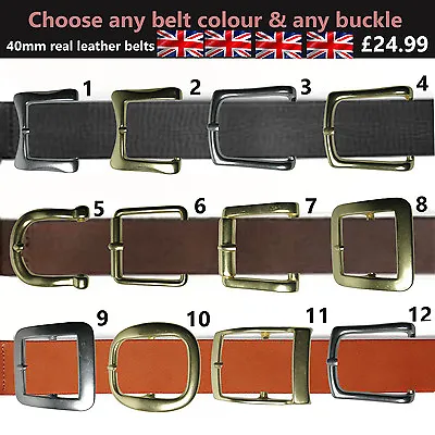£24.99 • Buy Unisex 40mm Extra Strong Thick High Quality Full Grain Hide UK Leather Belt