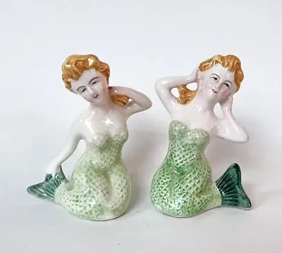 Set Mermaid Salt Pepper Shaker Figure Figurine Ceramic Porcelain Old Vtg Japan • $135