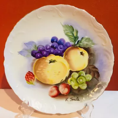 Beautiful Painted Fruit Plate Signed By K Tomita Wall Cabinet Decor From Japan • $18