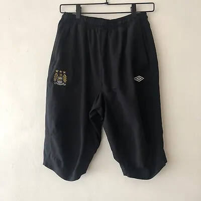Vintage Umbro Manchester City FC Black 3/4 Shorts Medium • $24.99