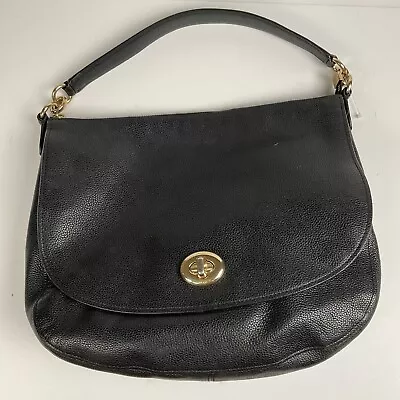 Coach Black Turnlock Pebble Leather Hobo Bag Vintage • $72.99