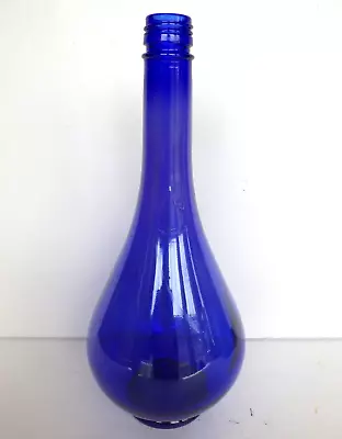 Cobalt Blue Glass ACQUA Della MADONNA Embossed Teardrop Bottle Made In Italy 10  • $17.99