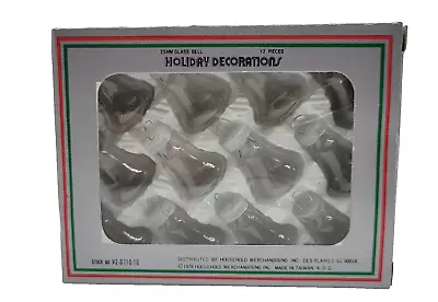 Vintage 1978 Pack Of 12 Clear Glass Bell Christmas Ornaments Small 25mm • $7.29