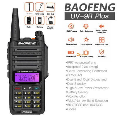 $74.69 • Buy 1 / 2PC BF UV-9R Plus Walkie Talkie VHF UHF Dual Band Two Way Radio IP67 10W