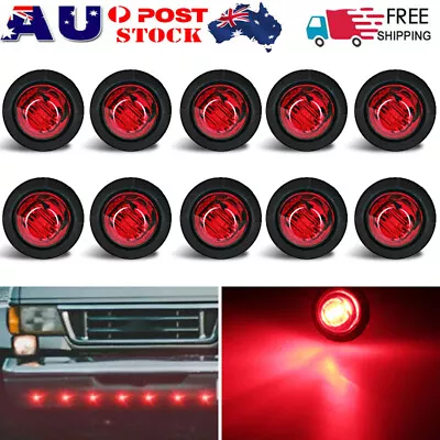 10X Round Side Marker Clearance Lights Red LED Rear Lights Truck Trailer Caravan • $18.04